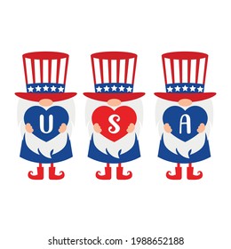 Patriotic Gnomes, Independence day happy 4th july and usa theme Vector illustration