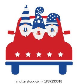 Patriotic Gnomes, Independence day happy 4th july and usa theme Vector illustration