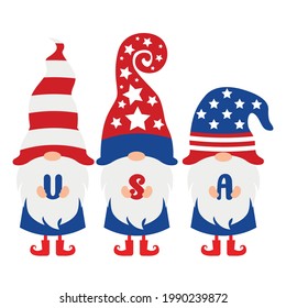 Patriotic Gnomes, Independence day happy 4th july and usa theme Vector illustration