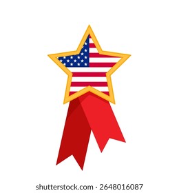 Patriotic gold star award, vector illustration. Award badge with patriotic design.