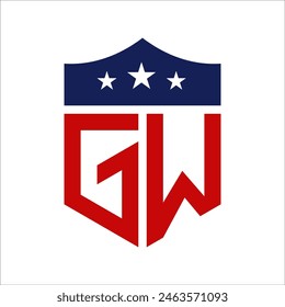 Patriotic GW Logo Design. Letter GW Patriotic American Logo Design for Political Campaign and any USA Event.