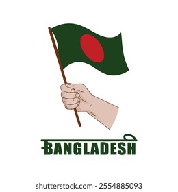 Patriotic Hand Holding the Bangladesh Flag vector illustrations National Pride Design on white background 