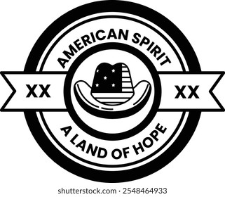 A patriotic hat with the American Spirit logo on it