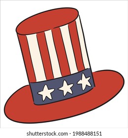 Patriotic hat Clipart 4 th july cartoon day flag usa hand drawn style vector illustration