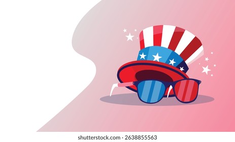 Patriotic hat and sunglasses with American flag design for Independence Day celebration