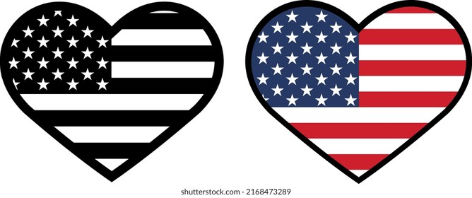 Patriotic heart with American flag. 4th of july design. svg