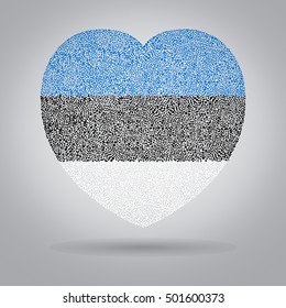 Patriotic heart with Estonia flag, symbol of Estonia in mosaic figured heart shape