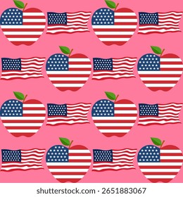 Patriotic heart patterns featuring american flags graphic design digital art vibrant colors abstract view