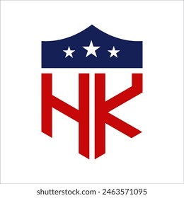 Patriotic HK Logo Design. Letter HK Patriotic American Logo Design for Political Campaign and any USA Event.