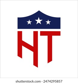 Patriotic HT Logo Design. Letter HT Patriotic American Logo Design for Political Campaign and any USA Event.