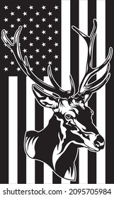 Patriotic hunter logo SVG design with a deer head and the US flag svg