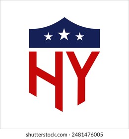 Patriotic HY Logo Design. Letter HY Patriotic American Logo Design for Political Campaign and any USA Event.