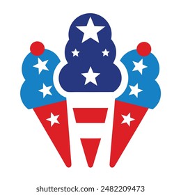 Patriotic ice cream cones Vector Illustration