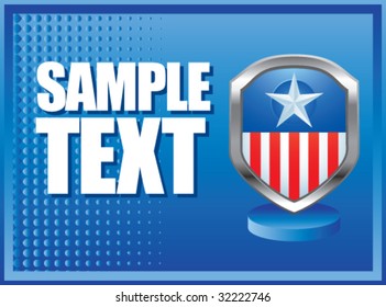 patriotic icon on blue halftone banner