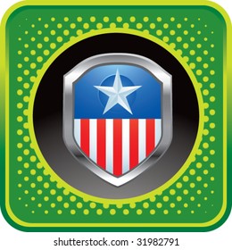 patriotic icon on green halftone web button