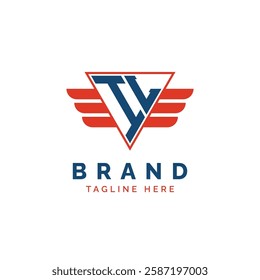 Patriotic IL Logo Initials. Letter IL Winged Logo. Red and Blue Triangle IL with Wing for Aviation, Delivery Services, Sports, Military and Security Agencies