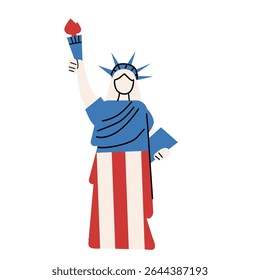 Patriotic illustration of the statue of liberty celebrating independence day in the usa.
