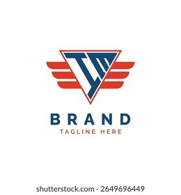 Patriotic IM Logo Initials. Letter IM Winged Logo. Red and Blue Triangle IM with Wing for Aviation, Delivery Services, Sports, Military and Security Agencies
