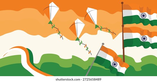 Conjunto de Anuncio de Vector patriótico del Día de la Independencia India