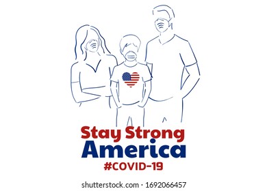 Patriotic inspirational concept with quote about novel coronavirus covid-19 pandemic. We will survive. Template for background, banner, poster with text inscription. Vector EPS10 illustration