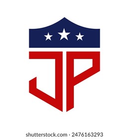 Patriotic JP Logo Design. Letter JP Patriotic American Logo Design for Political Campaign and any USA Event.