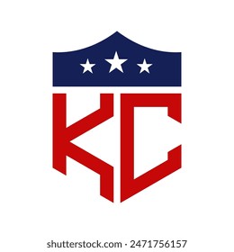 Patriotic KC Logo Design. Letra KC Patriotic American Logo Design para campaña política y cualquier evento de EE.UU.