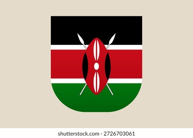 Ilustración del escudo de la bandera patriótica de Kenia con lanzas masái tradicionales, un Vector orgulloso de la identidad nacional africana..