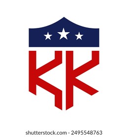 Patriotic KK Logo Design. Letter KK Patriotic American Logo Design for Political Campaign and any USA Event.