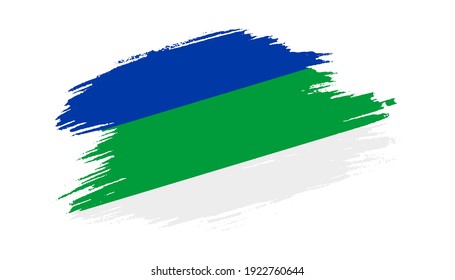 Patriotic of Komi Republic flag in brush stroke effect on white background