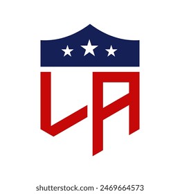 Patriotisches LA Logo Design. Brief LA Patriotic American Logo Design für politische Kampagne und jede US-Veranstaltung.