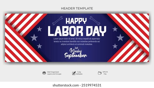 Patriotic Labor Day Banner with Red, White, and Blue Design for Celebration