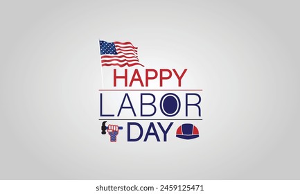 Patriotic Labor Day Greetings USA Flag in Text Illustration