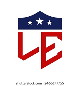 Patriotic LE Logo Design. Letter LE Patriotic American Logo Design for Political Campaign and any USA Event.