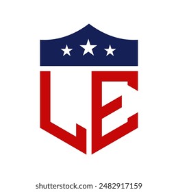 Patriotic LE Logo Design. Letter LE Patriotic American Logo Design for Political Campaign and any USA Event.