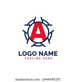 Patriotic A Logo Concept. Letter A American Patriotic Logo Template