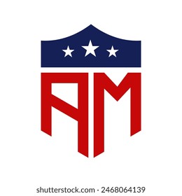 Patriotic AM Logo Design. Letter AM Patriotic American Logo Design for Political Campaign and any USA Event.