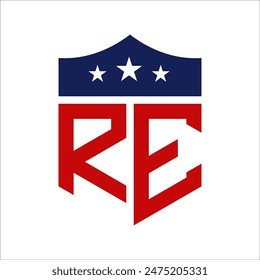 Patriotic RE Logo Design. Letter RE Patriotic American Logo Design for Political Campaign and any USA Event.