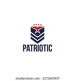 Patriotic logo with military emblem and eagle vector graphic
