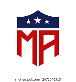 Patriotic MA Logo Design. Letra MA Patriotic American Logo Design para campaña política y cualquier evento de EE.UU.