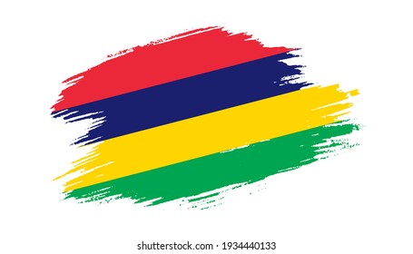 Patriotic of Mauritius flag in brush stroke effect on white background