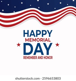 Patriotic Memorial Day Card with American Flag and Stars design