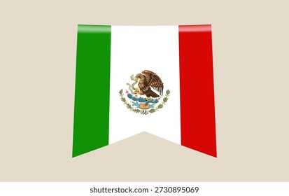 Bandeira Patriótica Mexicana vetor pendurado como uma decoração festiva para comemorações do Dia da Independência.