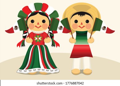 Ragallas tradicionales mexicanas patrióticas - Ilustración vectorial