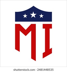 Patriotic MI Logo Design. Letter MI Patriotic American Logo Design for Political Campaign and any USA Event.