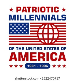 Patriotic Millennials USA Logo - American Pride Design for 1981-1996 Generation