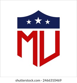 Patriotic MU Logo Design. Letter MU Patriotic American Logo Design for Political Campaign and any USA Event.