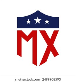 Patriotic MX Logo Design. Letter MX Patriotic American Logo Design for Political Campaign and any USA Event.