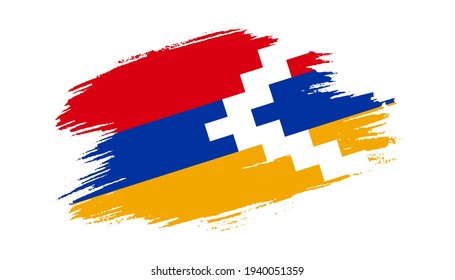 Patriotic of Nagorno-Karabakh Republic flag in brush stroke effect on white background