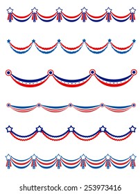 Patriotic , National day border / frames / bunting collection for USA 