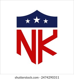 Patriotic NK Logo Design. Letter NK Patriotic American Logo Design for Political Campaign and any USA Event.